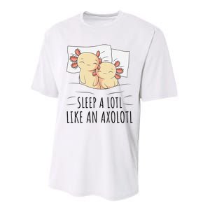 Sleeping Axolotl Pajama Mexican Salamander Lover Napping  Performance Sprint T-Shirt