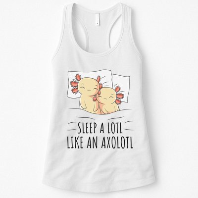 Sleeping Axolotl Pajama Mexican Salamander Lover Napping  Womens Tank Top