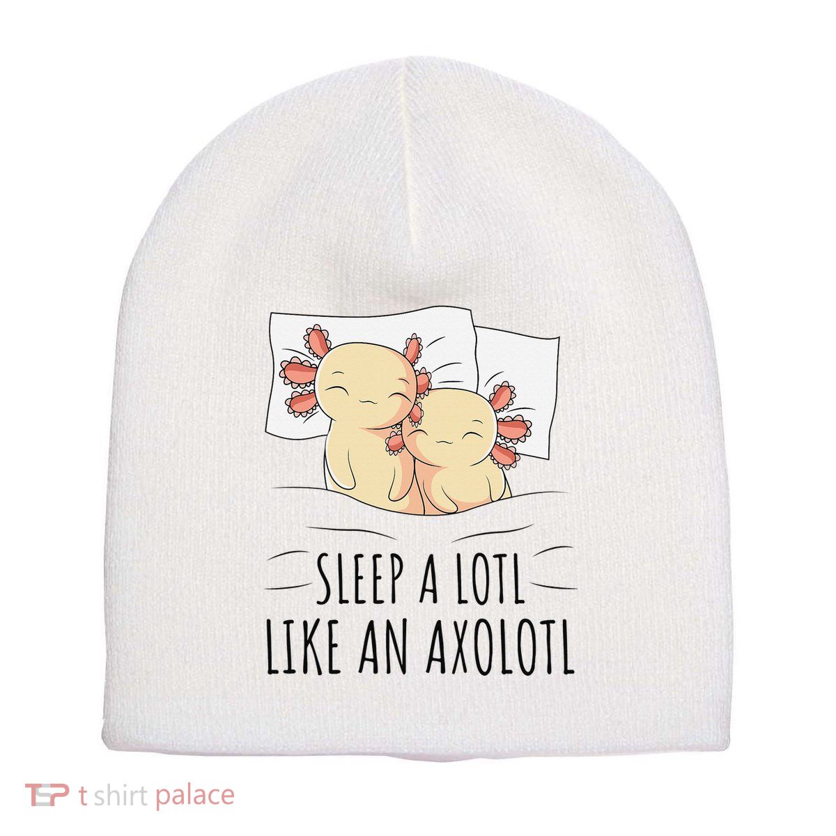 Sleeping Axolotl Pajama Mexican Salamander Lover Napping  Short Acrylic Beanie