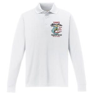 Summer Adventure Paradise Beach Performance Long Sleeve Polo