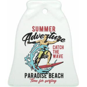 Summer Adventure Paradise Beach Ceramic Bell Ornament