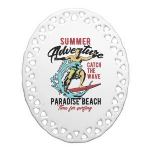 Summer Adventure Paradise Beach Ceramic Oval Ornament