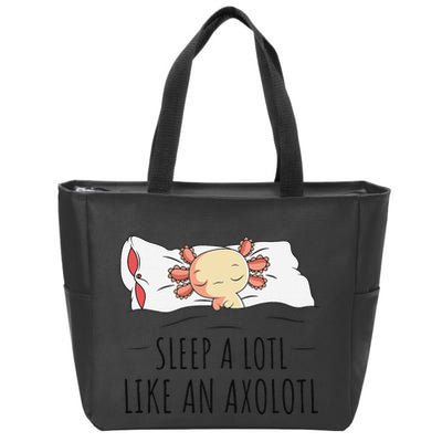 Sleeping Axolotl Pyjamas Mexican Salamander Lover Napping  Zip Tote Bag