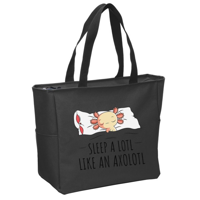 Sleeping Axolotl Pyjamas Mexican Salamander Lover Napping  Zip Tote Bag