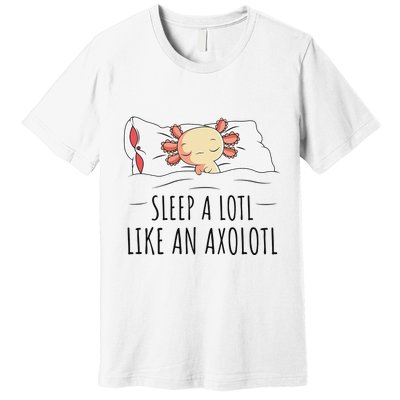 Sleeping Axolotl Pyjamas Mexican Salamander Lover Napping  Premium T-Shirt