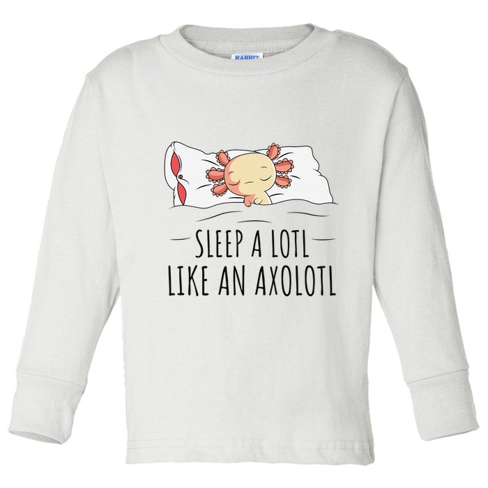 Sleeping Axolotl Pyjamas Mexican Salamander Lover Napping  Toddler Long Sleeve Shirt