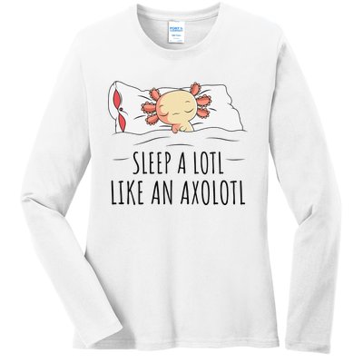 Sleeping Axolotl Pyjamas Mexican Salamander Lover Napping  Ladies Long Sleeve Shirt