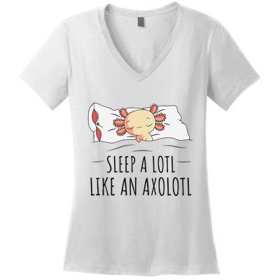 Sleeping Axolotl Pyjamas Mexican Salamander Lover Napping  Women's V-Neck T-Shirt