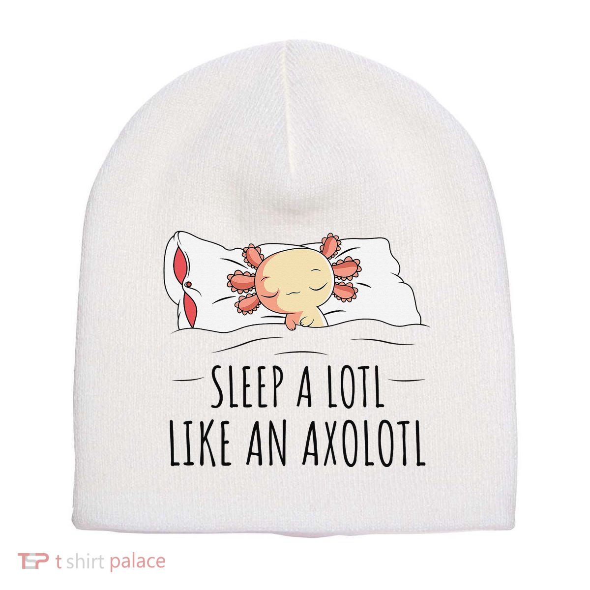 Sleeping Axolotl Pyjamas Mexican Salamander Lover Napping  Short Acrylic Beanie