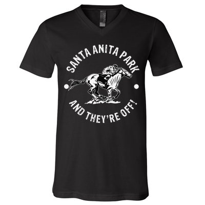 Santa Anita Park Racetrack Horse Racing Equestrian CA Derby V-Neck T-Shirt