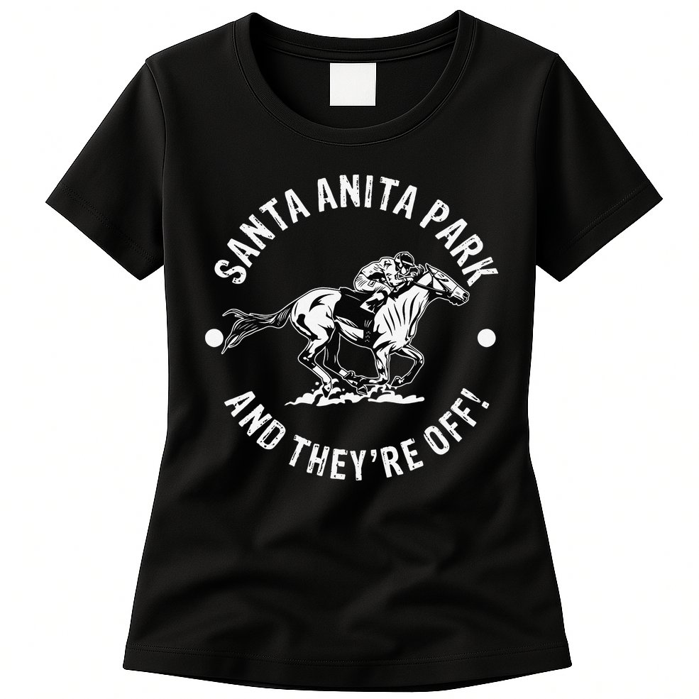 Santa Anita Park Racetrack Horse Racing Equestrian CA Derby Womens T-Shirt