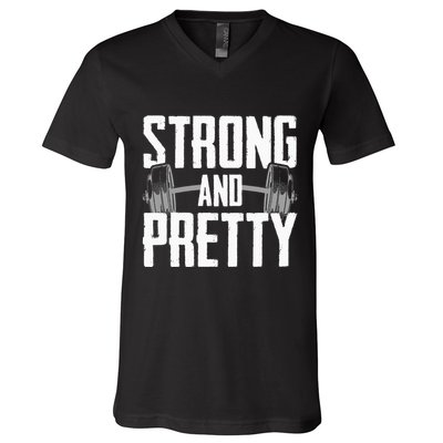 Strong And Pretty Powerlifting Apparel Gym V-Neck T-Shirt