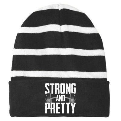 Strong And Pretty Powerlifting Apparel Gym Striped Beanie with Solid Band