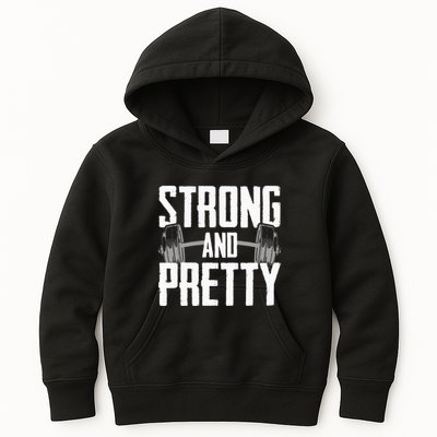 Strong And Pretty Powerlifting Apparel Gym Kids Hoodie