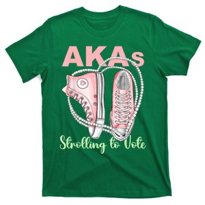 Shoes And Pearls Akas Strolling To Vote Madam President 2024 T-Shirt