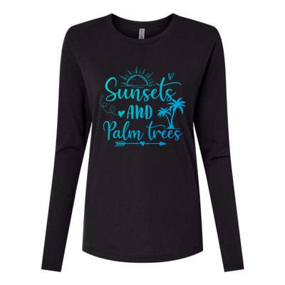 Sunsets And Palm Trees Summer Vibes Beach Vacay Summertime Gift Womens Cotton Relaxed Long Sleeve T-Shirt