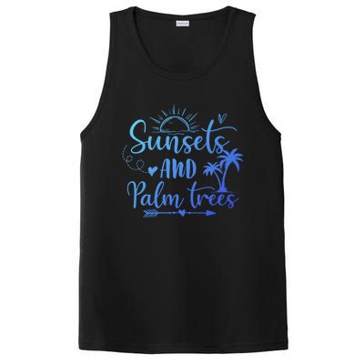 Sunsets And Palm Trees Summer Vibes Beach Vacay Summertime Gift PosiCharge Competitor Tank