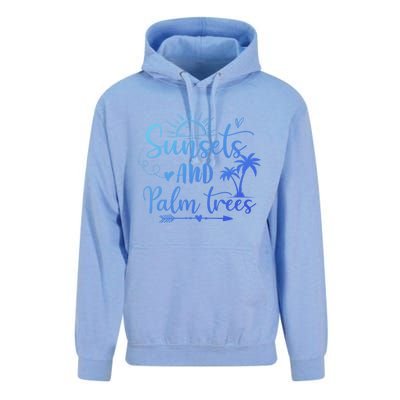 Sunsets And Palm Trees Summer Vibes Beach Vacay Summertime Gift Unisex Surf Hoodie