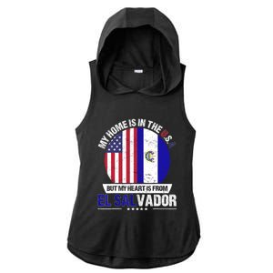 Salvadoran American Patriot Heart is from El Salvador Grown Ladies PosiCharge Tri-Blend Wicking Draft Hoodie Tank