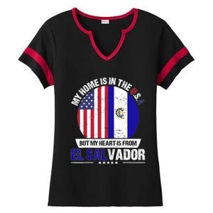 Salvadoran American Patriot Heart is from El Salvador Grown Ladies Halftime Notch Neck Tee