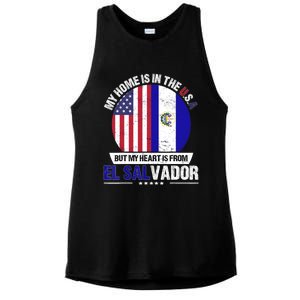 Salvadoran American Patriot Heart is from El Salvador Grown Ladies PosiCharge Tri-Blend Wicking Tank