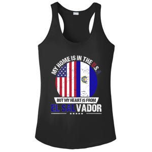 Salvadoran American Patriot Heart is from El Salvador Grown Ladies PosiCharge Competitor Racerback Tank