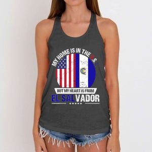 Salvadoran American Patriot Heart is from El Salvador Grown Women's Knotted Racerback Tank