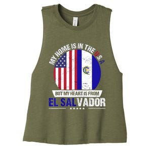 Salvadoran American Patriot Heart is from El Salvador Grown Women's Racerback Cropped Tank