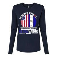 Salvadoran American Patriot Heart is from El Salvador Grown Womens Cotton Relaxed Long Sleeve T-Shirt