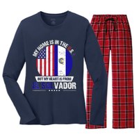 Salvadoran American Patriot Heart is from El Salvador Grown Women's Long Sleeve Flannel Pajama Set 