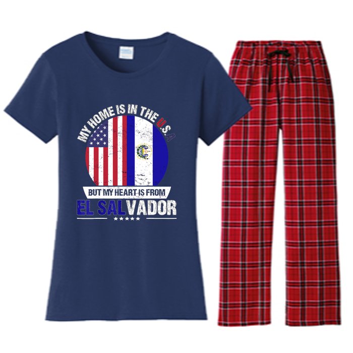 Salvadoran American Patriot Heart is from El Salvador Grown Women's Flannel Pajama Set