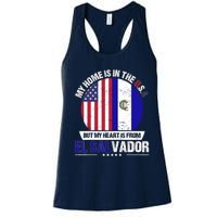 Salvadoran American Patriot Heart is from El Salvador Grown Women's Racerback Tank