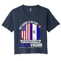 Salvadoran American Patriot Heart is from El Salvador Grown Women's Crop Top Tee