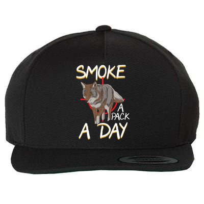 Smoke A Pack A Day Coyote Hunting Jackal Wolf Great Gift Wool Snapback Cap