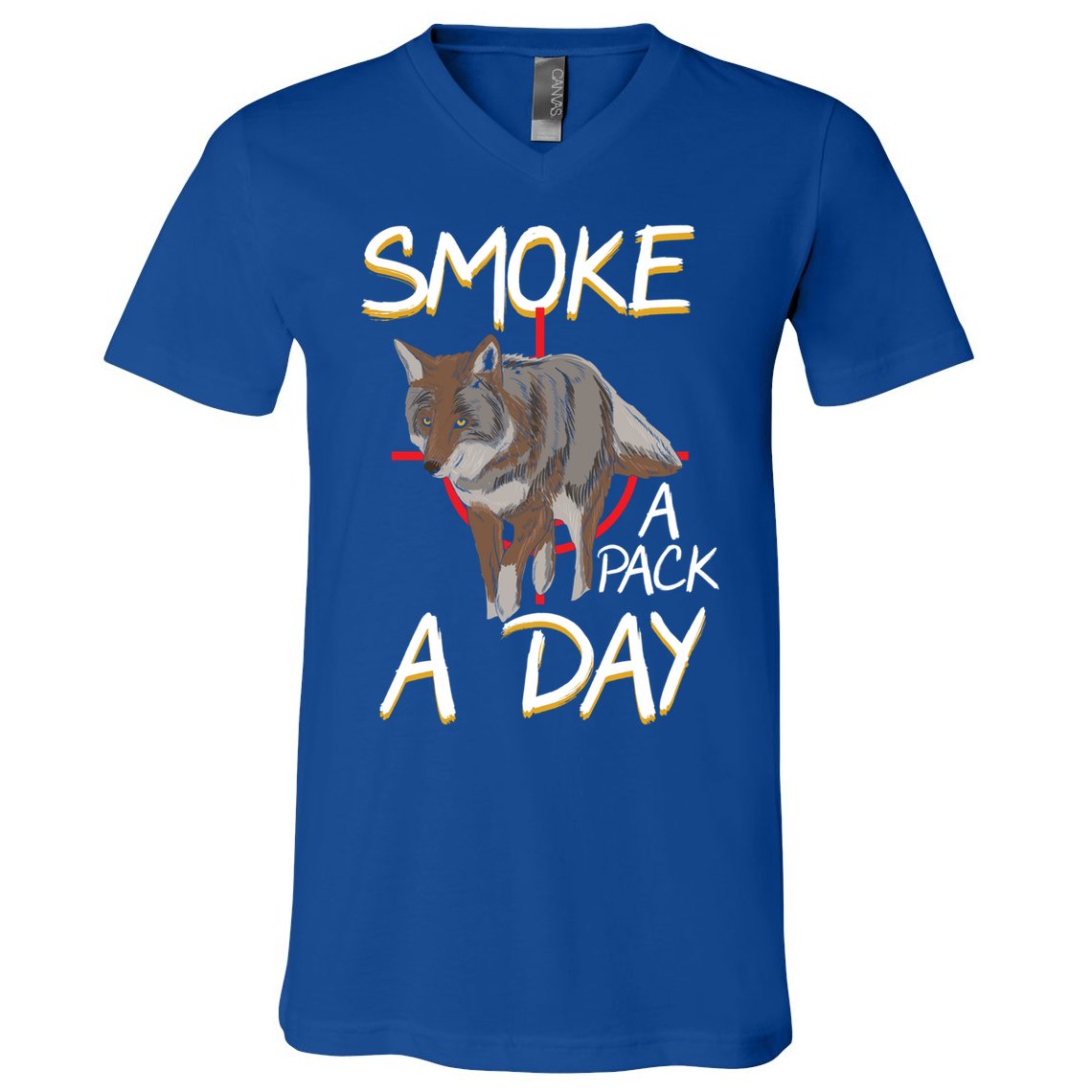 Smoke A Pack A Day Coyote Hunting Jackal Wolf Great Gift V-Neck T-Shirt