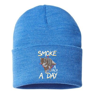 Smoke A Pack A Day Coyote Hunting Jackal Wolf Great Gift Sustainable Knit Beanie