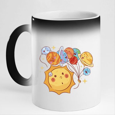 Sun And Planets Cute Galaxy 11oz Black Color Changing Mug