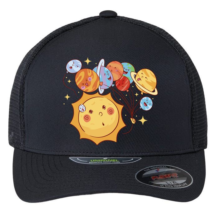 Sun And Planets Cute Galaxy Flexfit Unipanel Trucker Cap