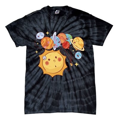 Sun And Planets Cute Galaxy Tie-Dye T-Shirt