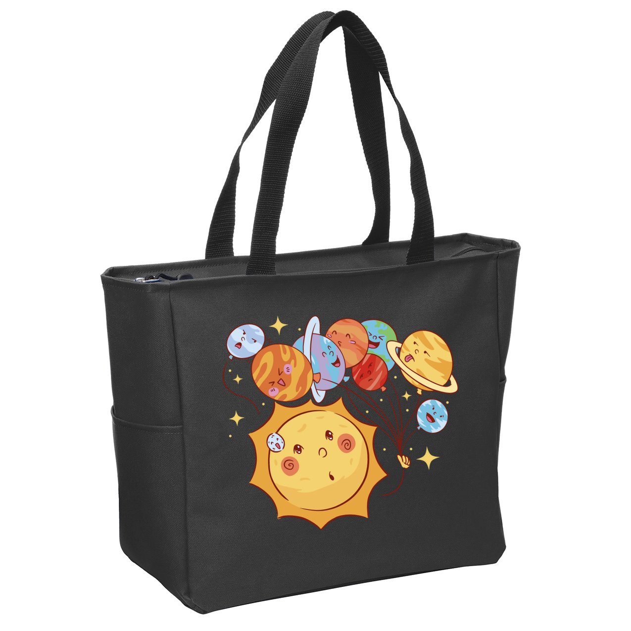 Sun And Planets Cute Galaxy Zip Tote Bag