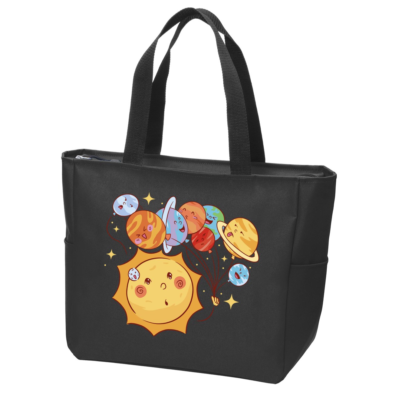 Sun And Planets Cute Galaxy Zip Tote Bag