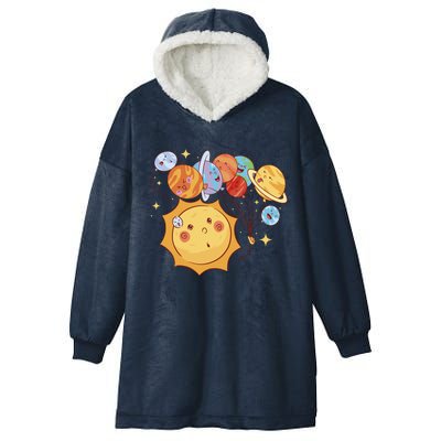 Sun And Planets Cute Galaxy Hooded Wearable Blanket