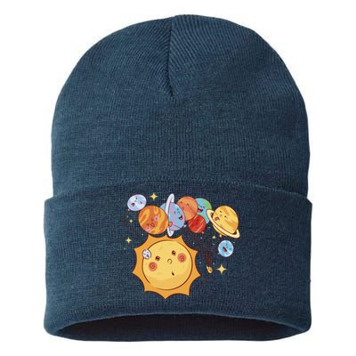 Sun And Planets Cute Galaxy Sustainable Knit Beanie