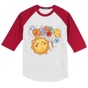 Sun And Planets Cute Galaxy Kids Colorblock Raglan Jersey