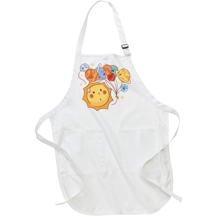 Sun And Planets Cute Galaxy Full-Length Apron With Pockets