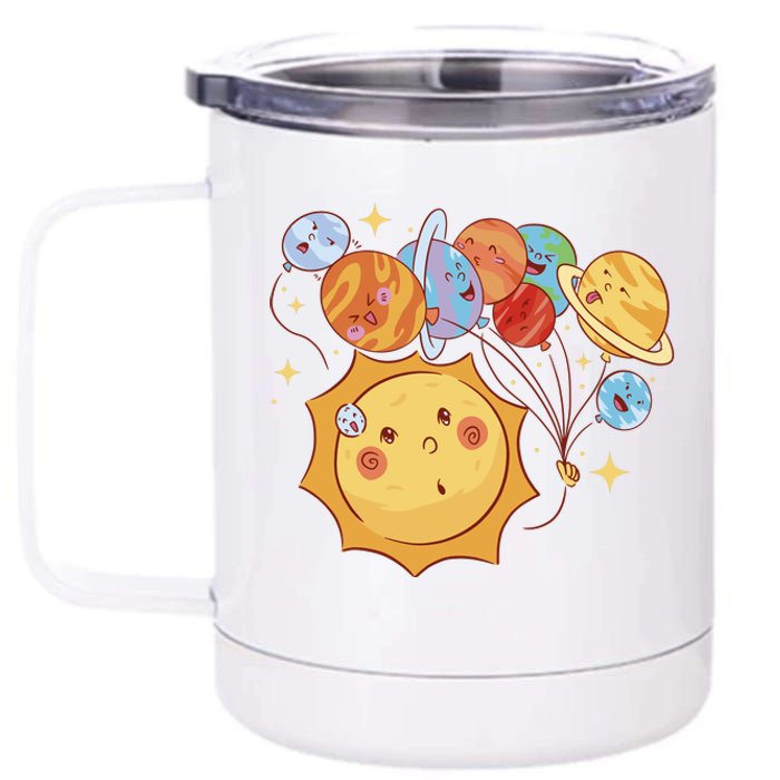 Sun And Planets Cute Galaxy 12 oz Stainless Steel Tumbler Cup