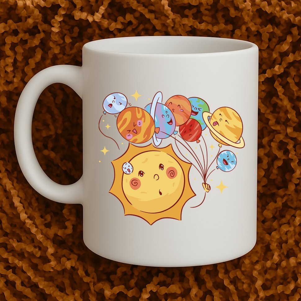 Sun And Planets Cute Galaxy Mug