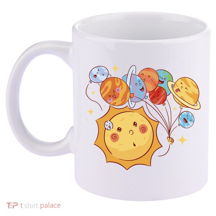 Sun And Planets Cute Galaxy 11oz C Handle Ceramic Mug