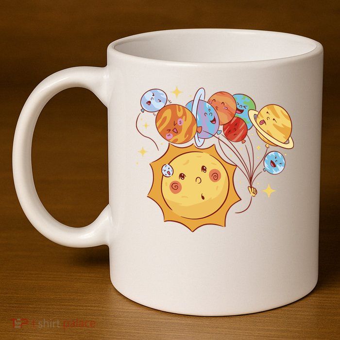 Sun And Planets Cute Galaxy 11oz C Handle Ceramic Mug