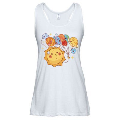 Sun And Planets Cute Galaxy Ladies Essential Flowy Tank